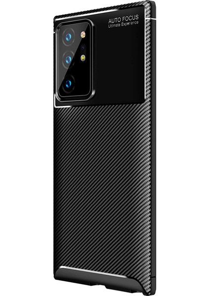 Samsung Galaxy Note 20 Ultra Maxy Serisi Carbon Fiber Silikon Kılıf - Siyah