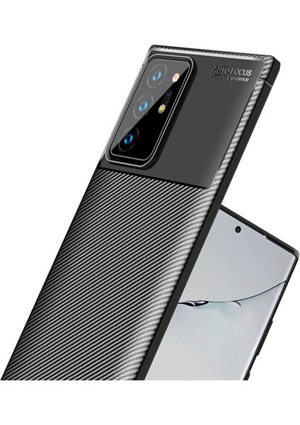 Samsung Galaxy Note 20 Ultra Maxy Serisi Carbon Fiber Silikon Kılıf - Siyah modelleri