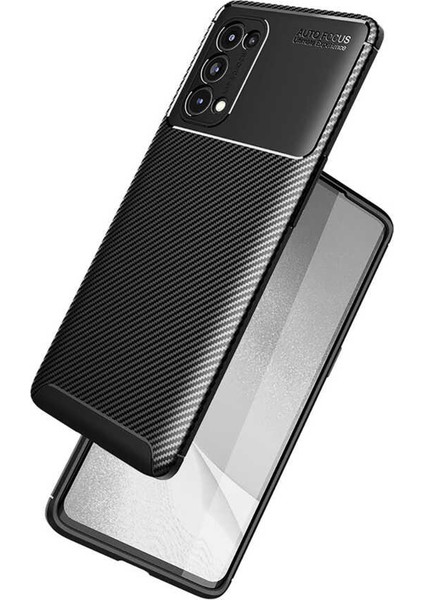 Oppo Reno 5 5g Maxy Serisi Carbon Fiber Silikon Kılıf - Siyah fiyatları