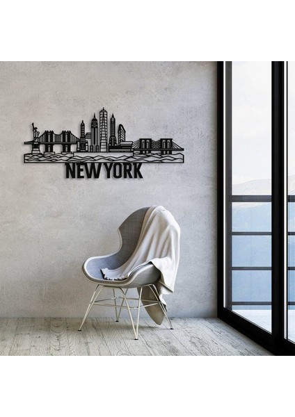 New York Şehri Metal Duvar Silüet fırsatları