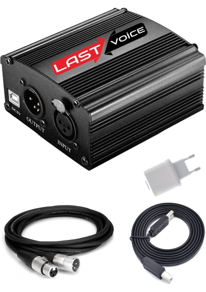 Ph-1000 +48V Phantom Power Ses Kartı (Usb ve XLR Kablo + Adaptör)