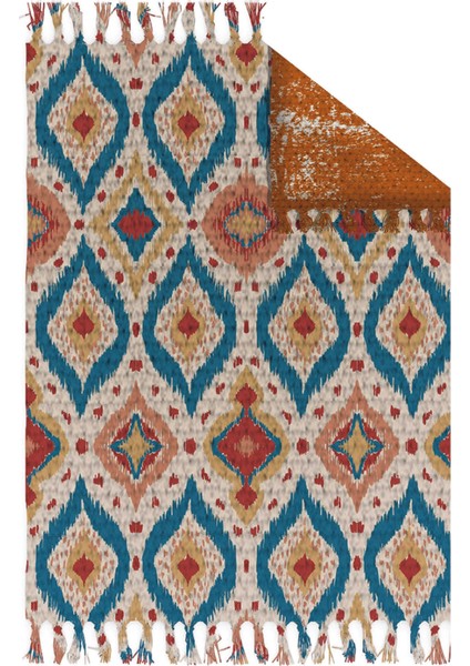 Otantik Vintage Desenli Çift Taraflı Yıkanabilir Saçaklı Uşak Dokuma Kilim BABIL-8001