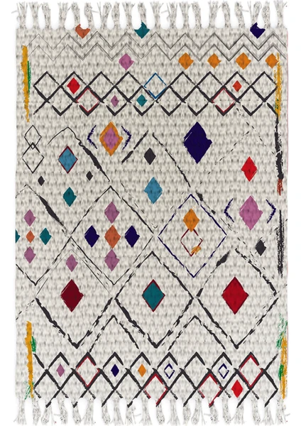 Soho Halı Etnik Otantik Vintage Desenli Yıkanabilir Saçaklı Uşak Dokuma Kilim PETRA-9028