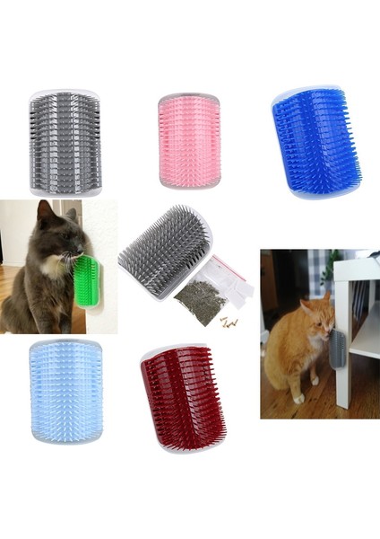 Self Groomer Kedi Otlu Kedi Duvara ve Masaya Monte Kedi Fırçası Mavi