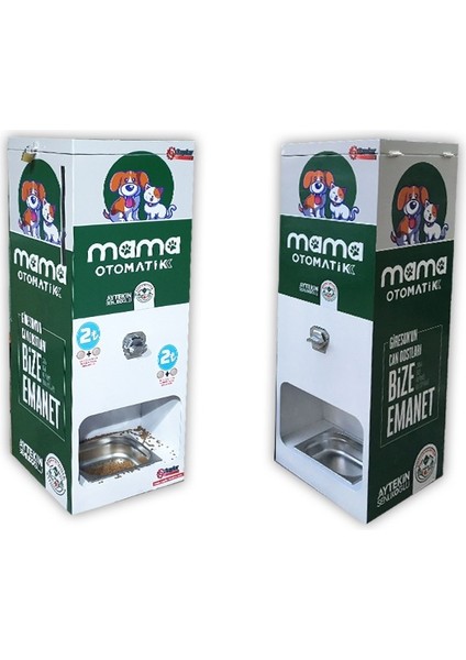 Madeni Para (1 Tl) Karşılığında Mama Veren Otomatik Mama Makinesi (Mama Otomatik)
