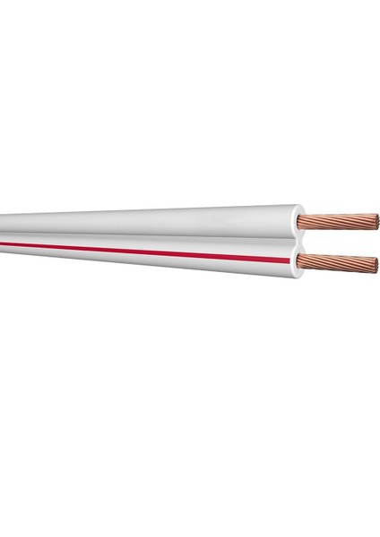 Kablo 2 x 0.75 mm Bitişik Yassı Kordon Hoparlör Kablosu Tam Bakır H03VH-H Beyaz Renk 15 Metre modelleri