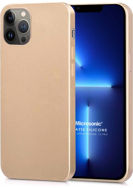 Matte Silicone Apple iPhone 13 Pro Kılıf Gold