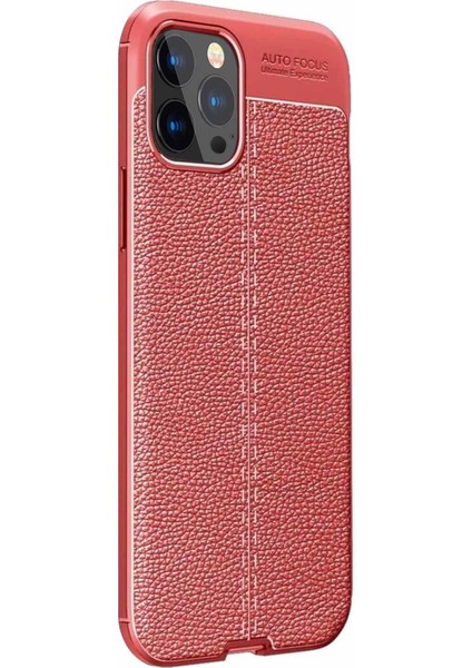 Apple iPhone 13 Pro Kılıf Deri Dokulu Silikon Kırmızı