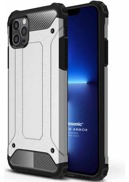 Apple iPhone 13 Pro Max Kılıf Rugged Armor Gümüş