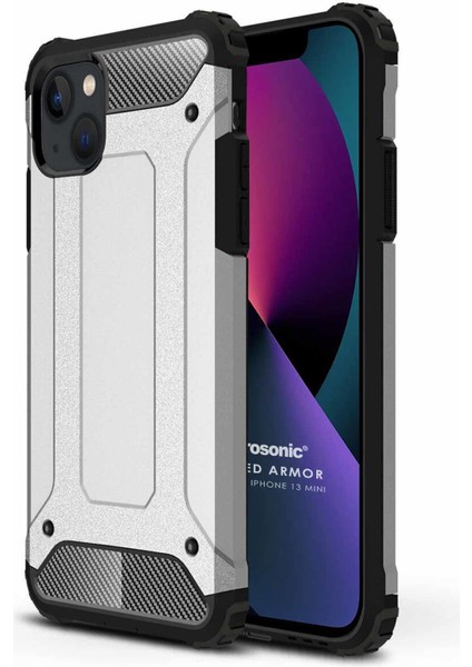 Apple iPhone 13 Mini Kılıf Rugged Armor Gümüş