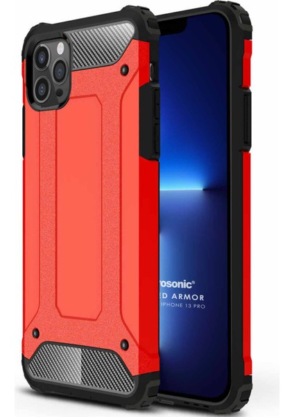 Apple iPhone 13 Pro Kılıf Rugged Armor Kırmızı