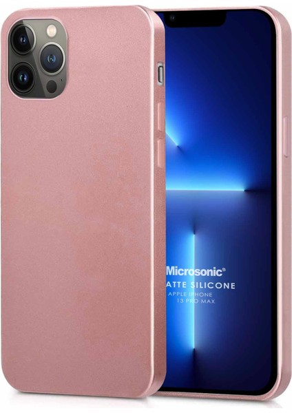 Matte Silicone Apple iPhone 13 Pro Max Kılıf Rose Gold