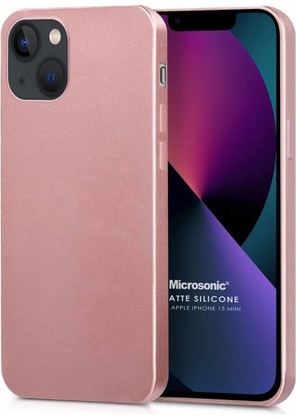 Matte Silicone Apple iPhone 13 Mini Kılıf Rose Gold