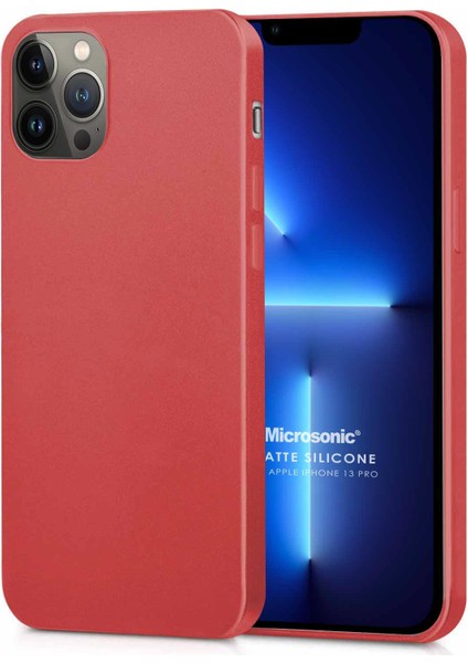 Matte Silicone Apple iPhone 13 Pro Kılıf Kırmızı