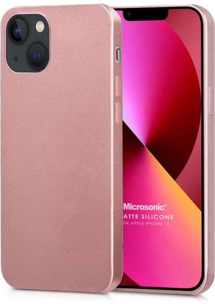 Matte Silicone Apple iPhone 13 Kılıf Rose Gold