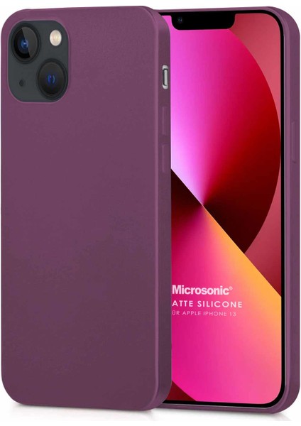 Matte Silicone Apple iPhone 13 Kılıf Mor