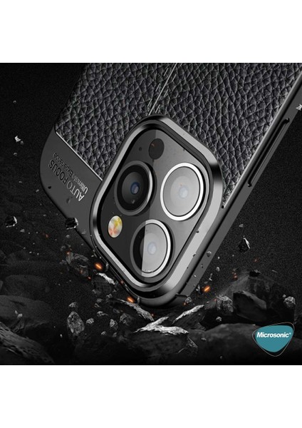 Apple iPhone 13 Pro Kılıf Deri Dokulu Silikon Siyah
