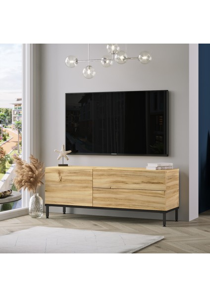 Luvio Tv Ünitesi Sehpası Metal Ayaklı 120CM Keçe-Siyah Lv5-Kl