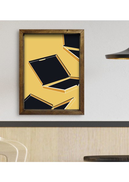 Gift Cafe & Bar & Restaurant Konseptli Doğal Masif Ahşap Çerçeveli Tablo 45X65CM-72