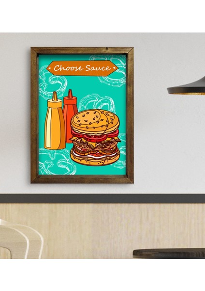 Gift Cafe & Bar & Restaurant Konseptli Doğal Masif Ahşap Çerçeveli Tablo 45X65CM-66