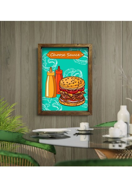 Gift Cafe & Bar & Restaurant Konseptli Doğal Masif Ahşap Çerçeveli Tablo 45X65CM-66 modelleri