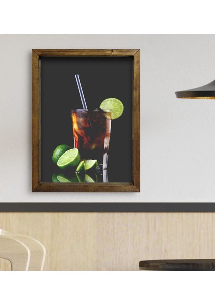 Gift Cafe & Bar & Restaurant Konseptli Doğal Masif Ahşap Çerçeveli Tablo 45X65CM-46