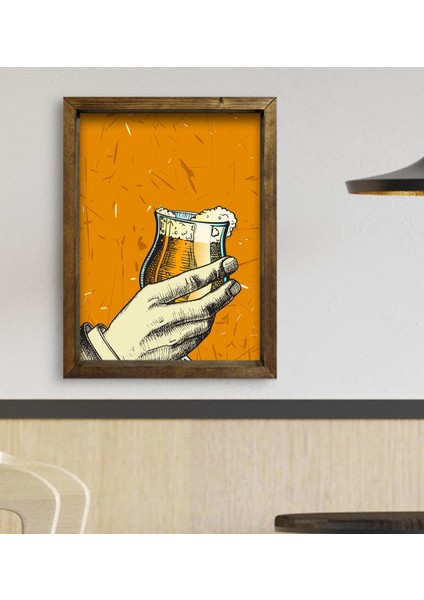 Gift Cafe & Bar & Restaurant Konseptli Doğal Masif Ahşap Çerçeveli Tablo 45X65CM-32