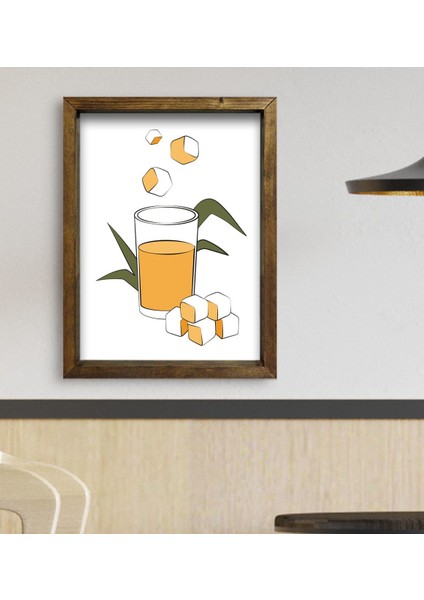 Gift Cafe & Bar & Restaurant Konseptli Doğal Masif Ahşap Çerçeveli Tablo 45X65CM-62