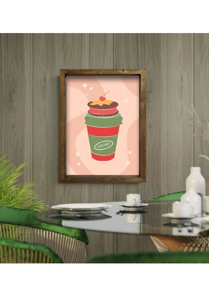 Gift Cafe & Bar & Restaurant Konseptli Doğal Masif Ahşap Çerçeveli Tablo-87