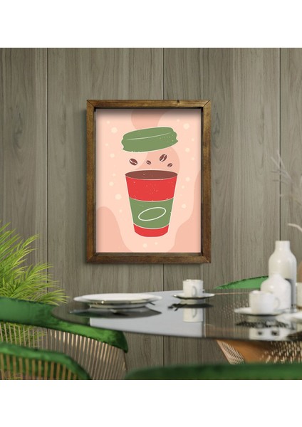 Gift Cafe & Bar & Restaurant Konseptli Doğal Masif Ahşap Çerçeveli Tablo-82