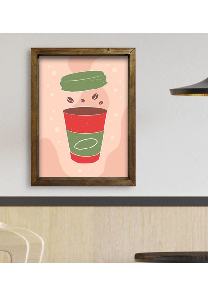 Gift Cafe & Bar & Restaurant Konseptli Doğal Masif Ahşap Çerçeveli Tablo-82 fiyatları