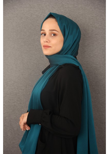 Petrol Yeşili Sima Janjanlı Şifon Şal