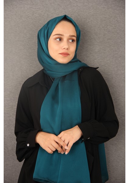 Petrol Yeşili Sima Janjanlı Şifon Şal fiyatları