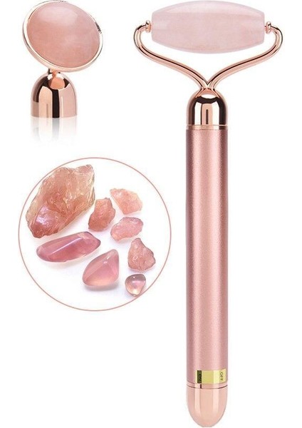2 In 1 Güzellik Masaj Kalem Set Doğal Pink Jade (Yeşim) Taş, Pembe Çubuk