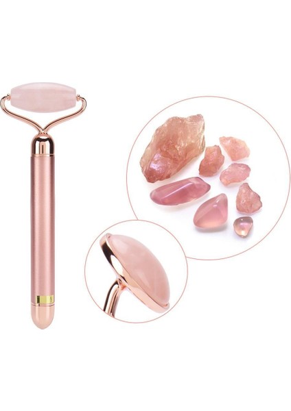 2 In 1 Güzellik Masaj Kalem Set Doğal Pink Jade (Yeşim) Taş, Pembe Çubuk