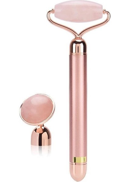 2 In 1 Güzellik Masaj Kalem Set Doğal Pink Jade (Yeşim) Taş, Pembe Çubuk