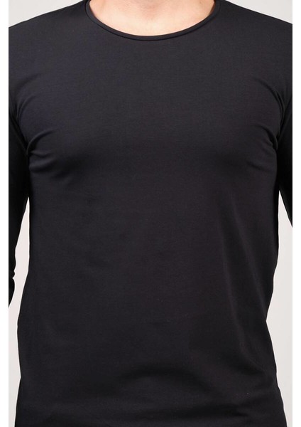 Erkek Sıfır Yaka Uzun Kol Basic T-Shirt Lacivert fırsatları