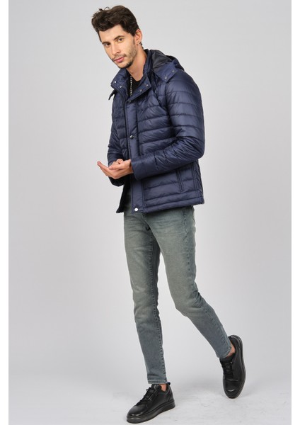 Erkek Kapüşonlu Mont 4927100 Indigo