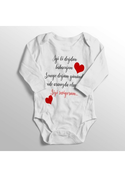 Unisex Bebek Beyaz Iyiki Doğdun Babacığım Baskılı Zıbın