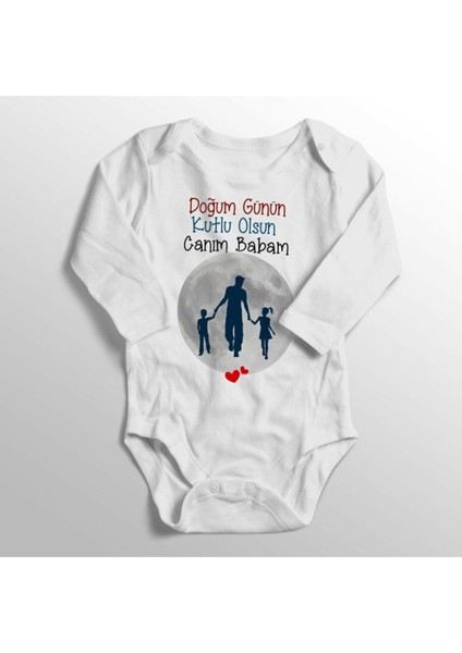 Bebek Beyaz Doğum Günün Kutlu Olsun Canım Babam Yazısı Baskılı Zıbın