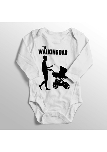 Unisex Bebek Beyaz The Walking Dad Yazısı Baskılı Body Zıbın