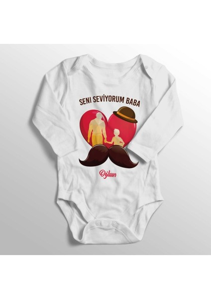 Erkek Bebek Seni Seviyorum Baba Oğlun Yazılı Zıbın