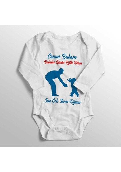 Bebek Beyaz Babalar Günü Seni Çok Seven Oğlun Baskılı Zıbın