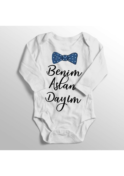 Bebek Beyaz Benim Aslan Dayım Baskılı Zıbın