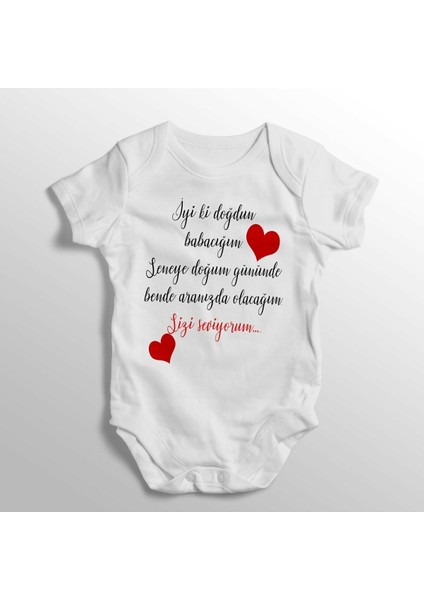 Iyi Ki Doğdun Babacığım Yazılı Baskılı Bebek Zıbını