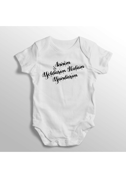Annem Yoldaşım Halam Yandaşım Yazılı Baskılı Bebek Zıbını