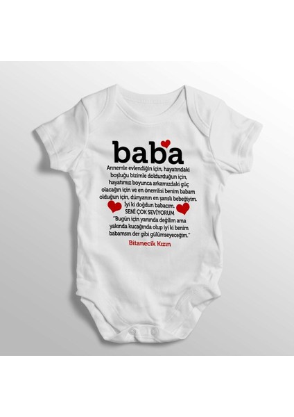 Babaya Ilk Doğum Günü Hediyesi Bitanecik Kızın Yazılı Baskılı Bebek Zıbını
