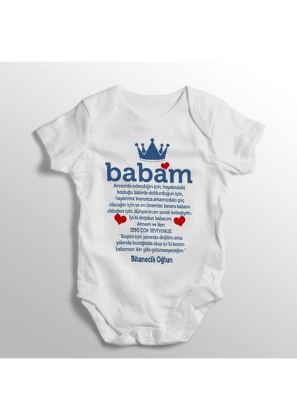 Babam Doğum Günün Kutlu Olsun Bitanecik Oğlun Yazılı Baskılı Bebek Zıbını