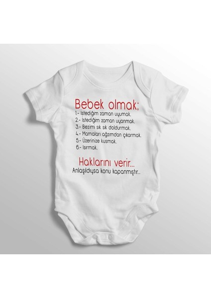 Bebek Olmak Bebek Hakları Yazılı Baskılı Bebek Zıbını
