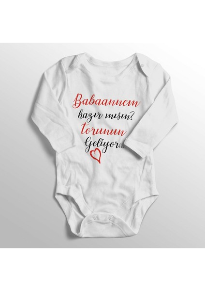 Babaannem Hazır Mısın Torunun Geliyor Baskılı Bebek Zıbını